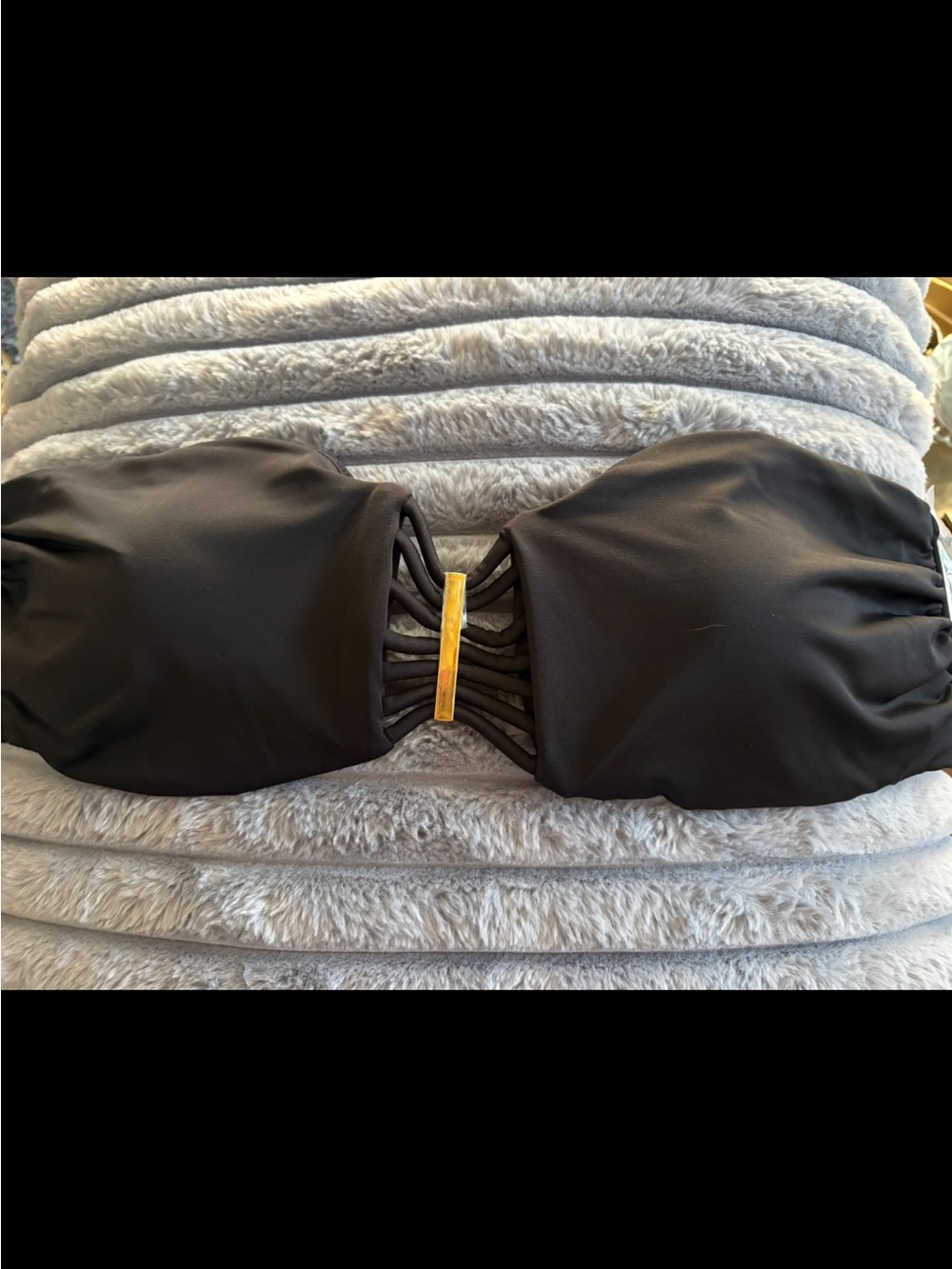 Victoria's Secret Black Bandeau Top with Gold-Tone Detail